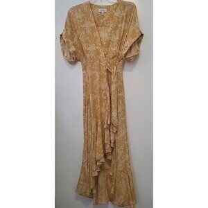 & Other Stories Capsule Ruffle FloralPrint Ruffled Wrap Midi Dress 2 Yellow Gold